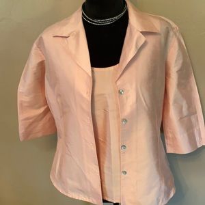 UC peach 2 piece silk tank and top